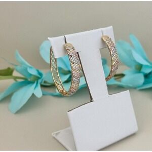 14K Gold Plated Women's Earring Hoop Round